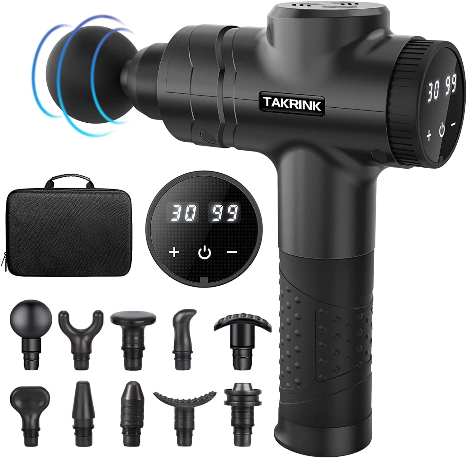 Massage Gun Muscle Massager 30 Speeds Electric Massagers 10 Massage Heads 2800mAh Percussion