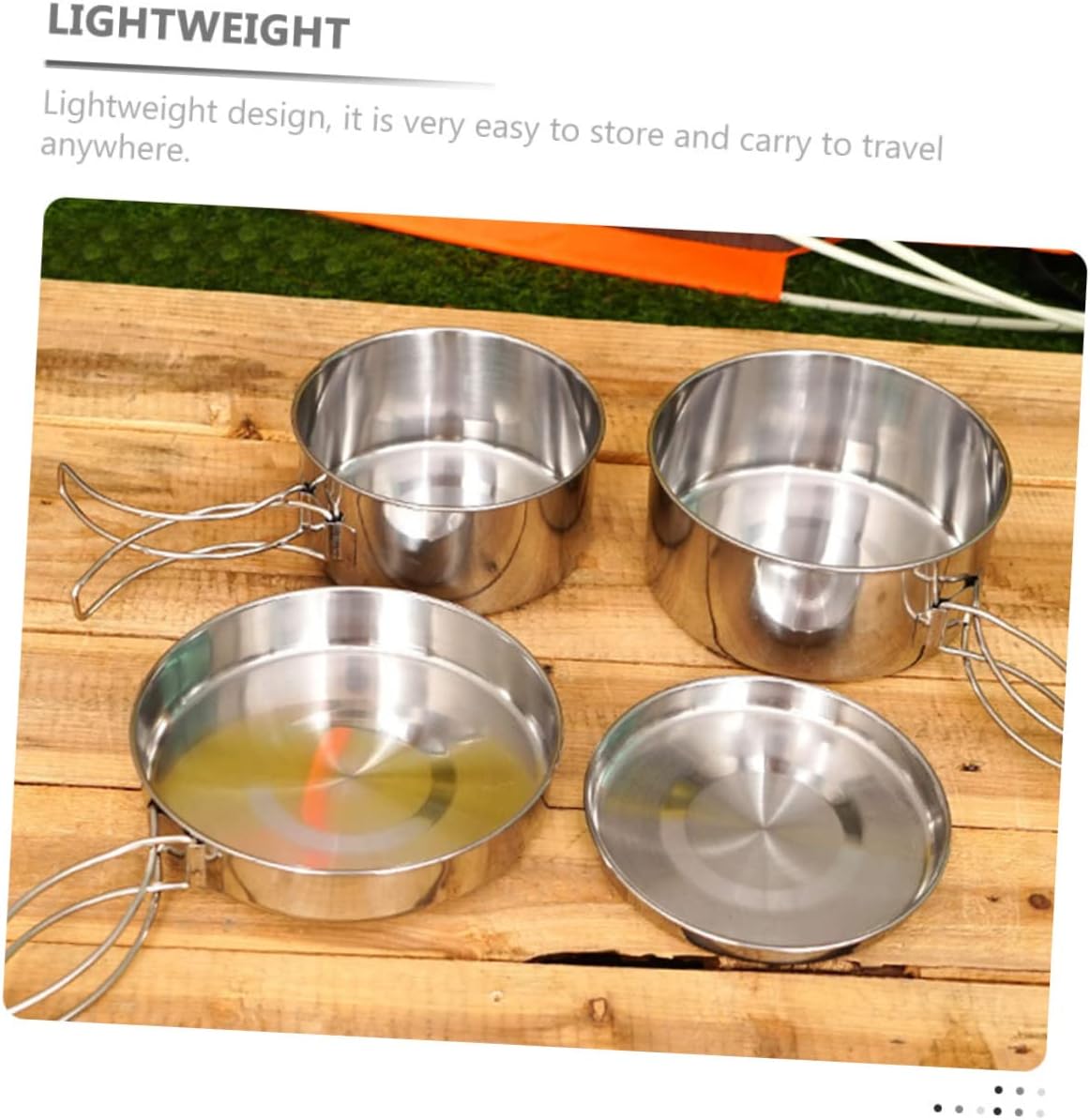 BESPORTBLE Outdoor Camping Cookware Stainless Steel Pot Pan Long Handle Picnic Supplies
