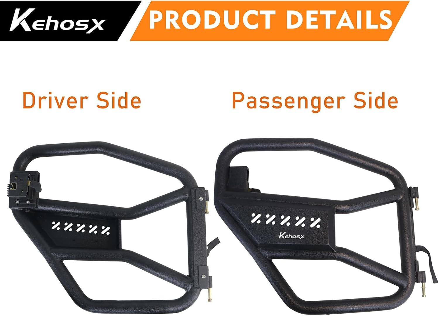 Rear Doors fit for 2018-2024 Jeep Wrangler JL,Include 2 side rearview mirrors, Textured Black Off Road Tube Doors