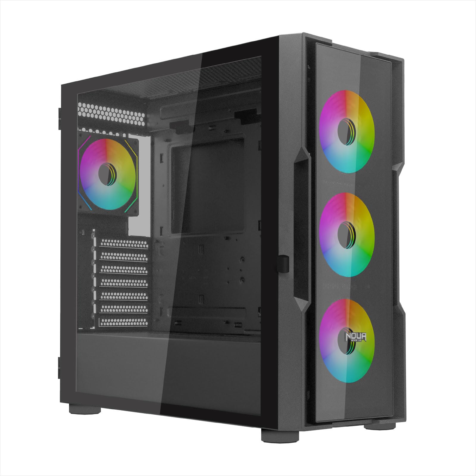 Noua Smash SK100, obudowa PC do gier ARGB Mid-Tower E-ATX, 4 wentylatory PWM ARGB 120 mm, obsługuje grzejniki 360 mm, panel przedni i panel boczny ze szkła hartowanego