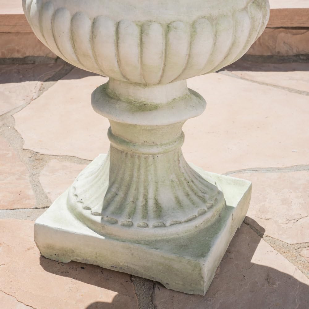 Elegant Outdoor Garden Urn Planter Made from Premium Magnesium Oxide for Weather Resistance and Classic Landscape Appeal (White + Magnesium Oxide)
