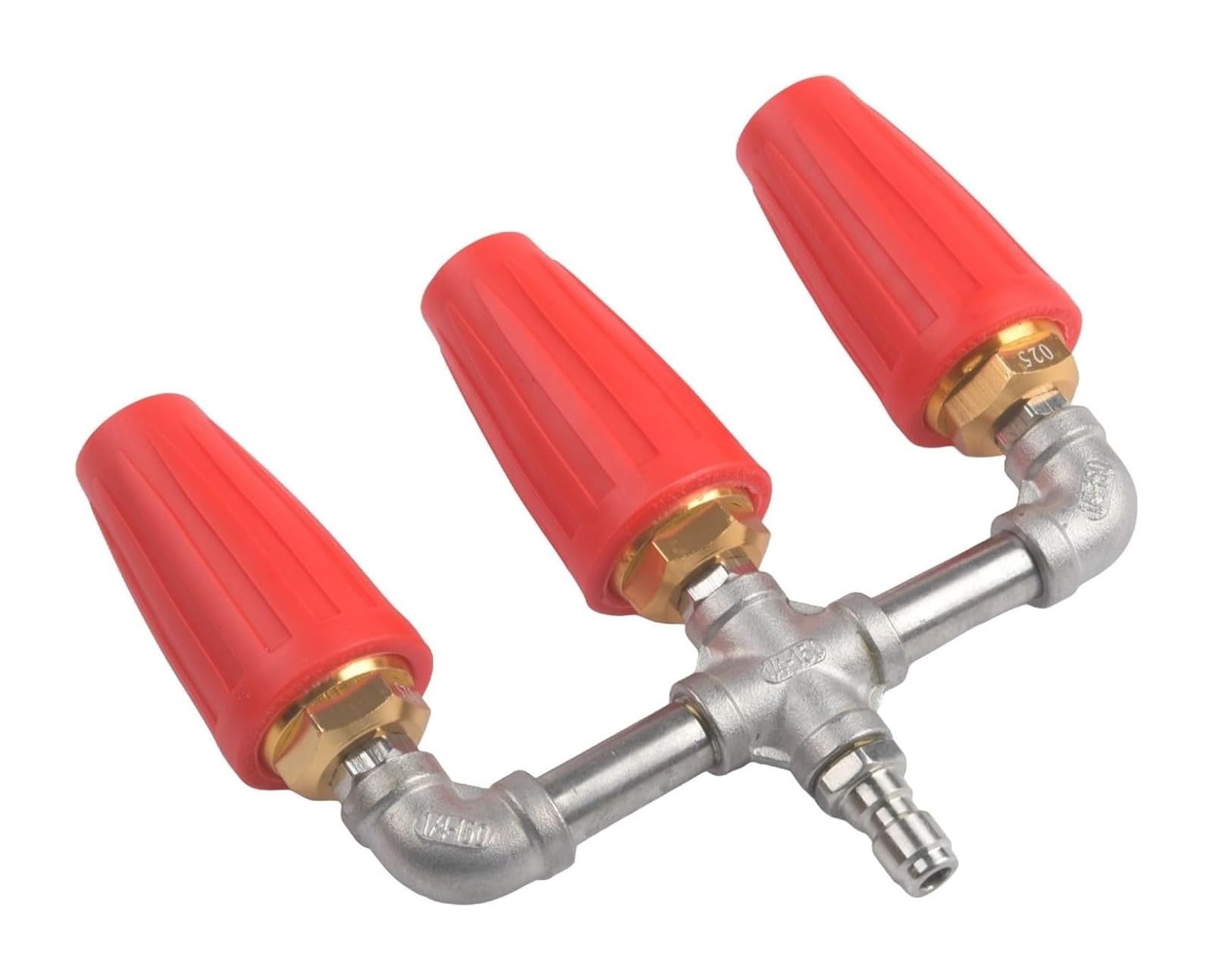 Ugello for lavaggio a pressione triplo turbo | Rotazione a 360°, doppio spruzzo, attacco rapido da 1/4 di pollice(Red)