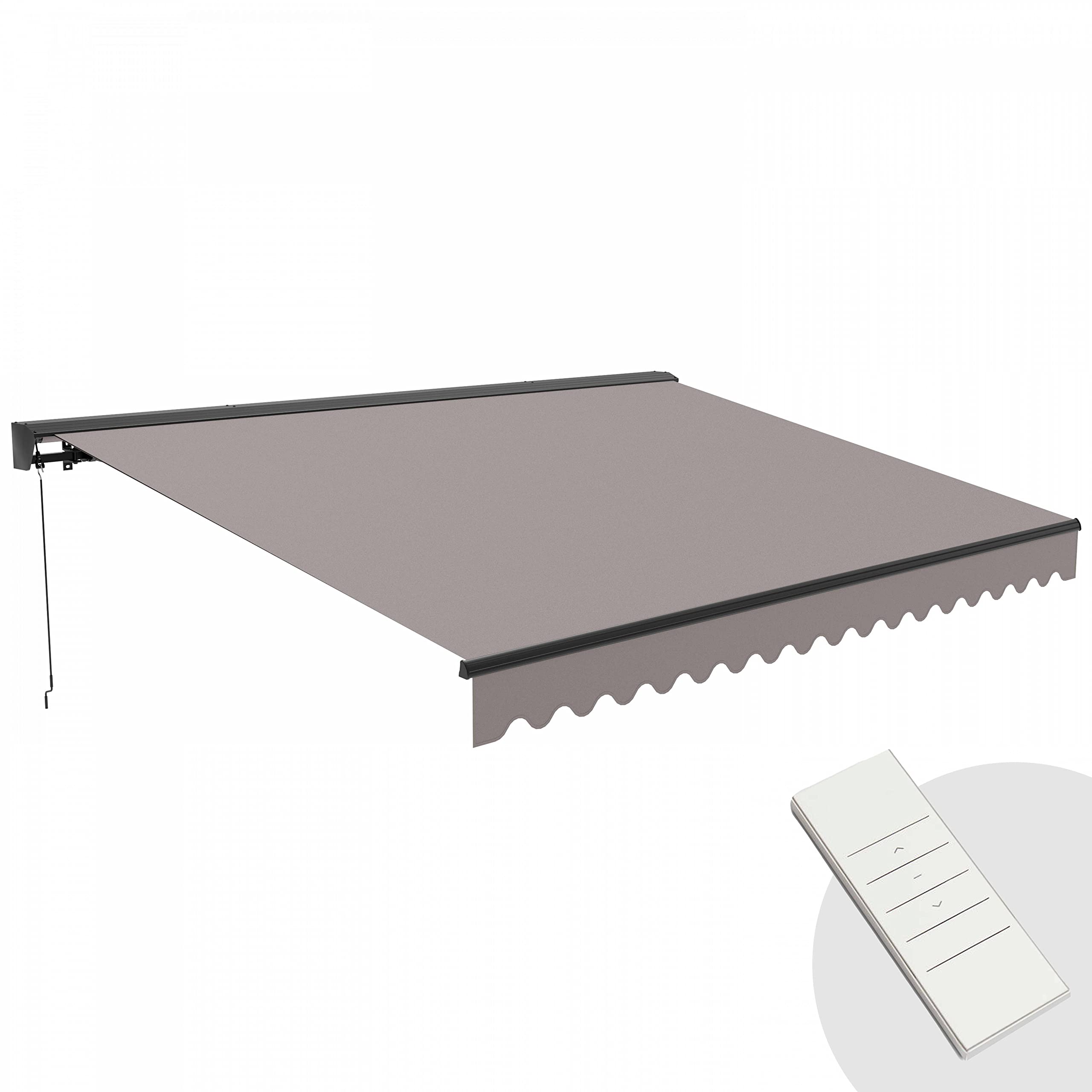 Oviala Store banne électrique 4x3m en Aluminium Taupe
