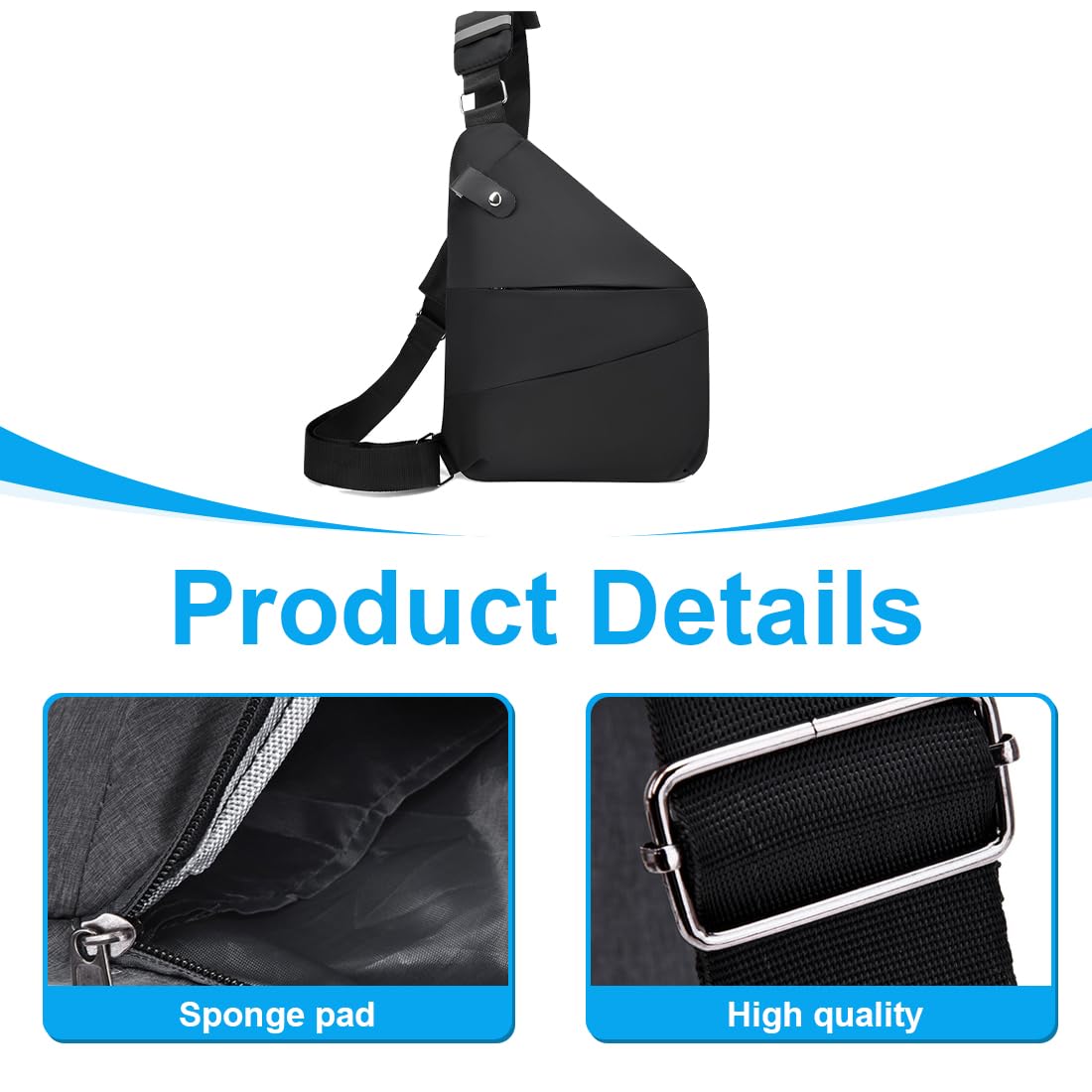 1 Pcs Zaino Monospalla Uomo Donna Marsupio Hiking Borsa Spalla Palestra Tracolla Borsello Zainetto Sportivo Trekking Ciclismo Viaggio Sling Bag Nero