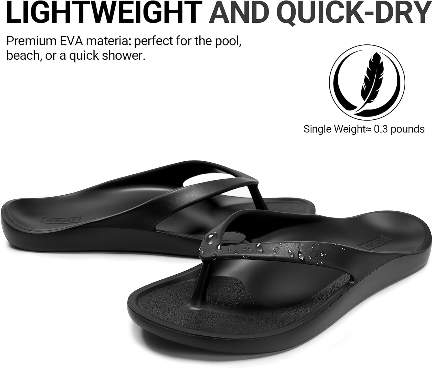 FITORY EVA Flip Flops for Women and Men with Arch Support, Unisex Slip on Summer Thong Sandals, Lightweight and Comfortable Shoes for Beach, Shower, Pool and Casual Walking Size 6-15 - Image 3