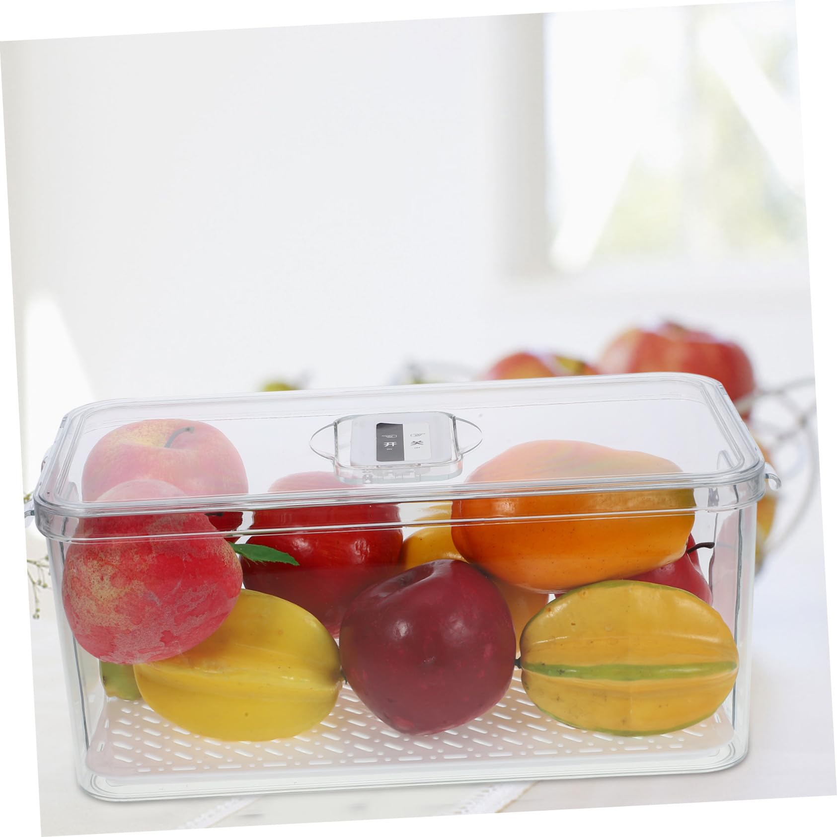 Hemobllo Caja De Almacenamiento Transparente Para Alimentos Con Placa De Drenaje Extraíble Para Refrigerador y Congelador Organizador De Frutas y Verduras