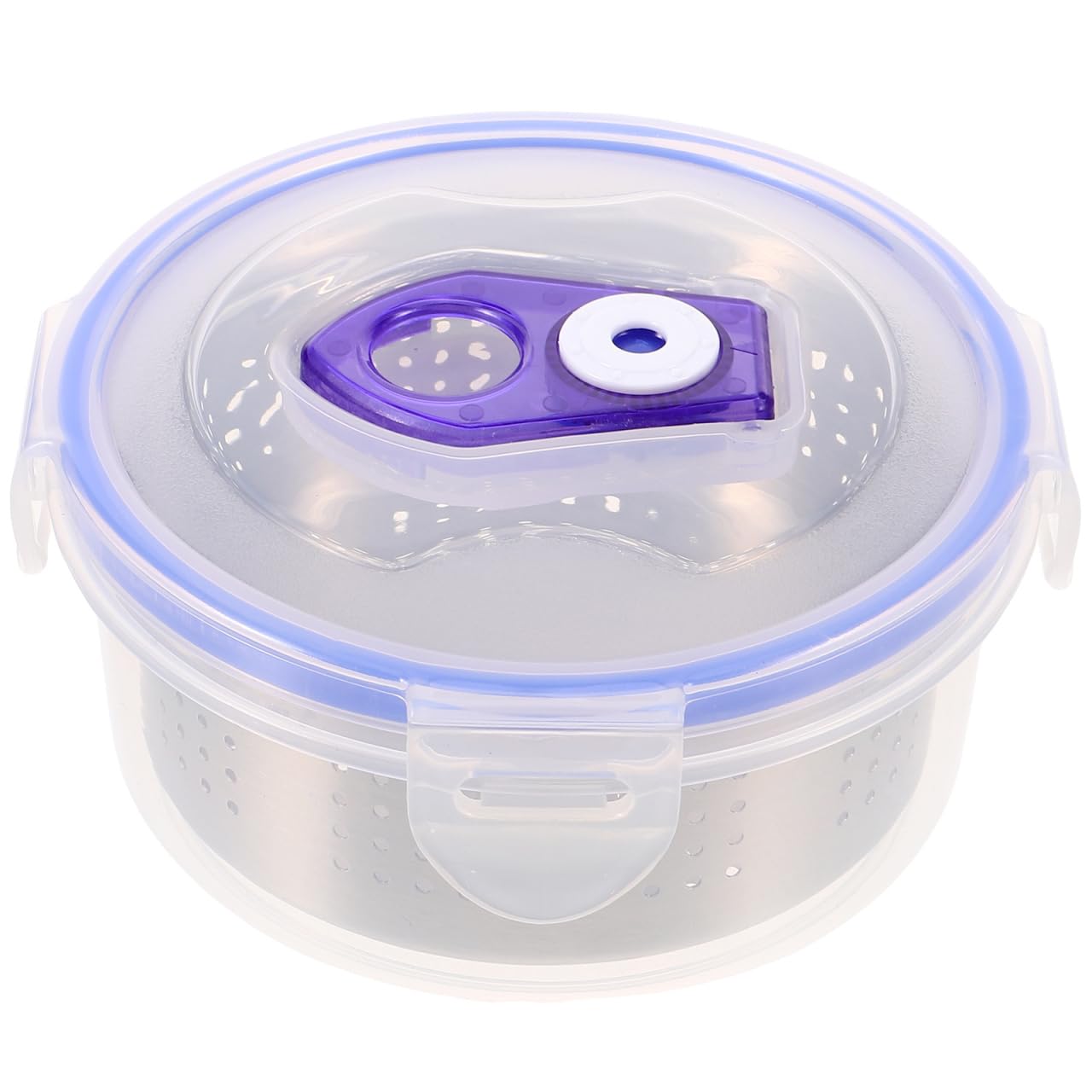 Photo 1 of Kichvoe Refrigerator Food Container with Stainless Steel Draining Basket 5.11In Round Produce Saver Box for Fruits Vegetables and Snacks Kitchen Storage Organizer
