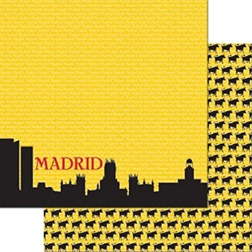 País, España, Madrid, doble cara, 5 hojas de papel para álbum de recortes (recuerdo)