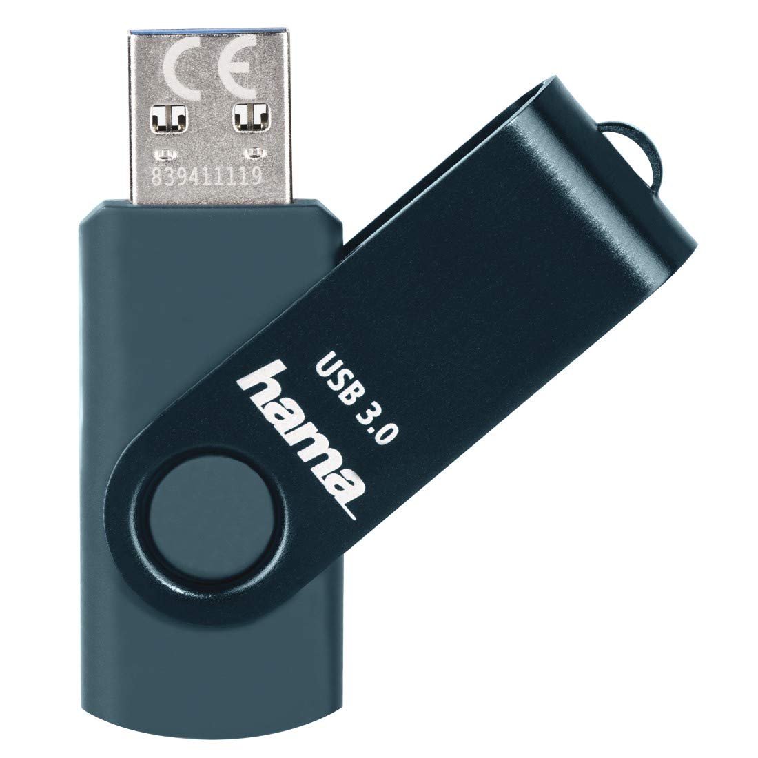 Hama Chiavetta USB 3 da 256 GB (trasferimento dati da 90 MB/s con occhiello per il fissaggio all'anello portachiavi, memory stick in metallo, adatto per Windows/MacBook), blu petrolio