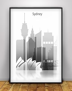Sydney Black White Art Poster, Australia city print, Watercolor Sydney Art, Sydney skyline, Sydney painting, Sydney poster, Sydney Travel, Unframed print