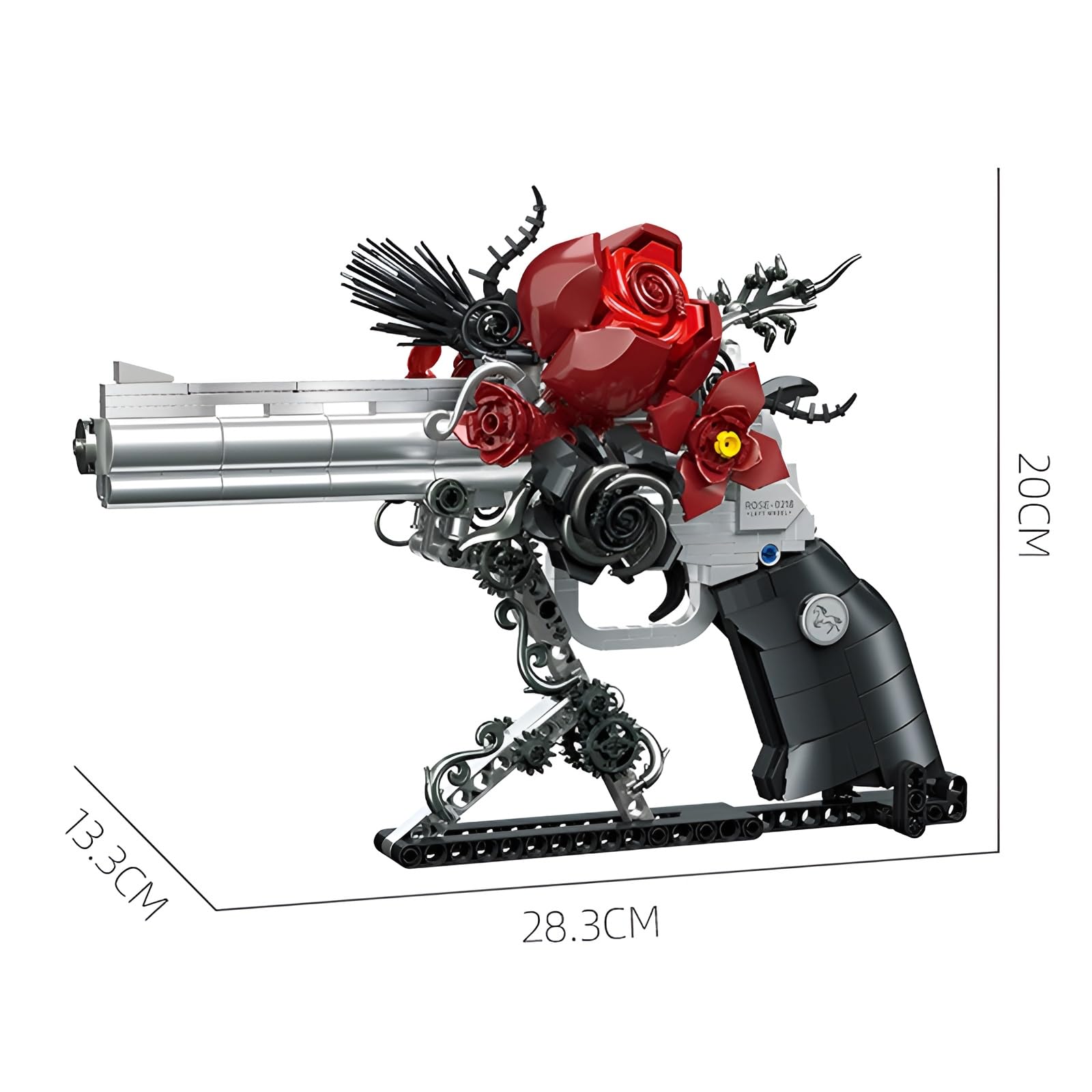 Revolver Building Blocks Set including Roses, 631 PCS Creative Mechanical Gun Building Bricks Kit - Image 3