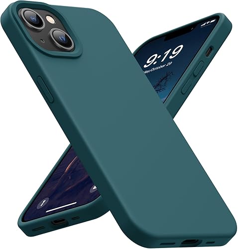 OuXul Funda para iPhone 14, iPhone 13, funda protectora de silicona líquida a prueba de golpes, con forro de microfibra suave antiarañazos, ultra