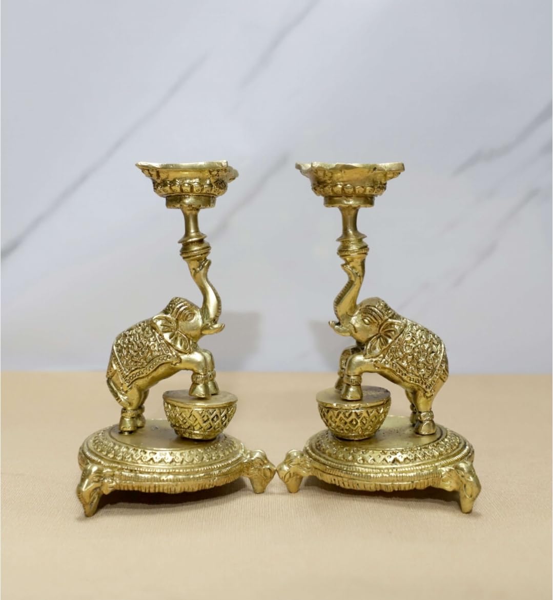 Brass Elephant Diya lamp Status for Home Decor and Puja fine Quality-image-13