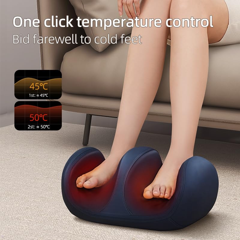 Masajeador Shiatsu para pies con calor, máquina masajeadora de amasamiento para confort plantar y alivio, regalo para mujeres y hombres para uso en casa u oficina (azul) miniatura 2