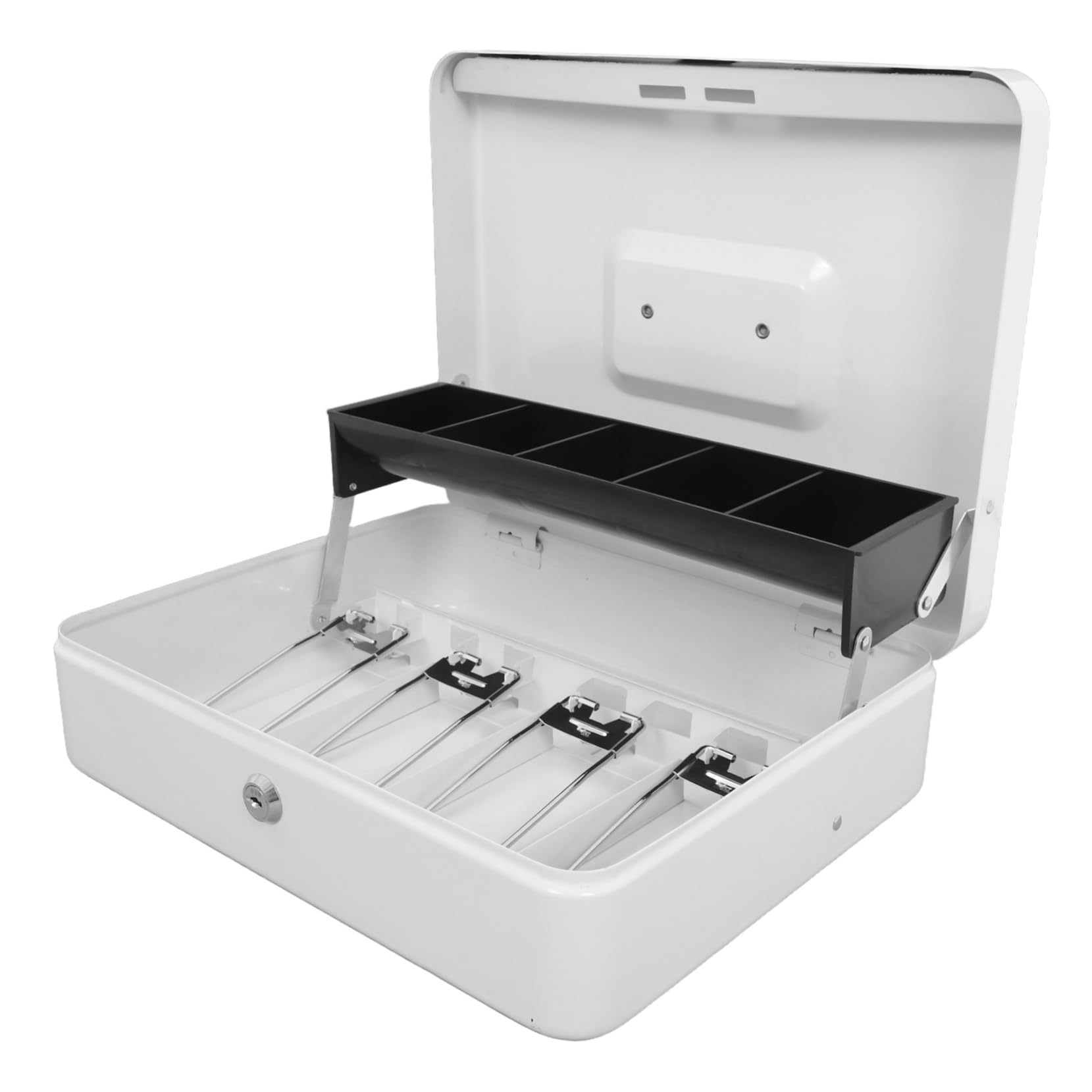 Veemoon Caja de Caudales con Llave de Metal para Almacenamiento Seguro Caja de Seguridad Pequeña para Dinero Organizador con Cerradura para Comercios Hostelería y Oficinas