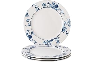 Laura Ashley 10" Blue and White Dinner Plate Set from the China Rose Collection