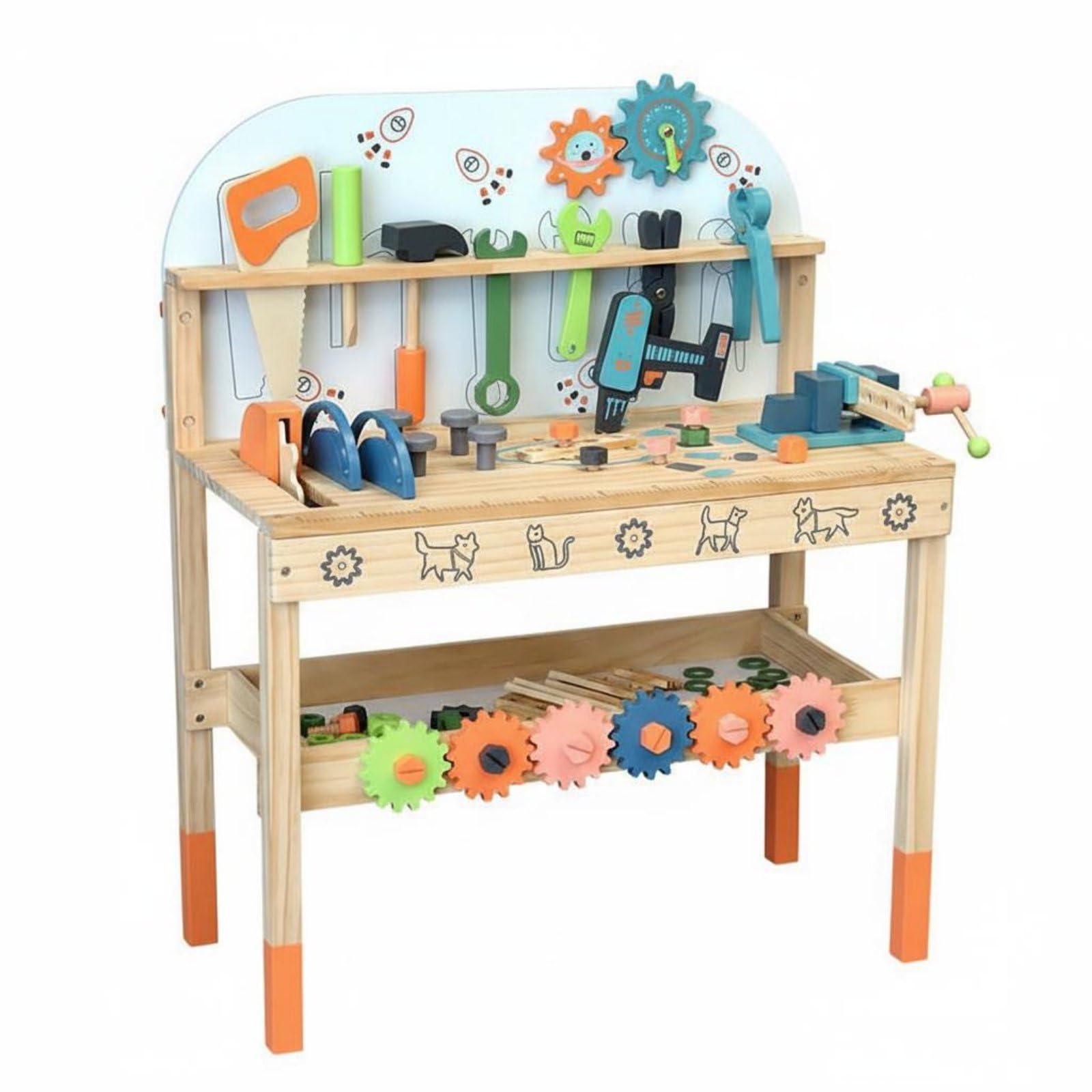Set Juguete Reparación para Niños con Banco Trabajo Taladro y Llave para Juegos rol para sarrollo Habilidas Motrices en Casa, Multicolor