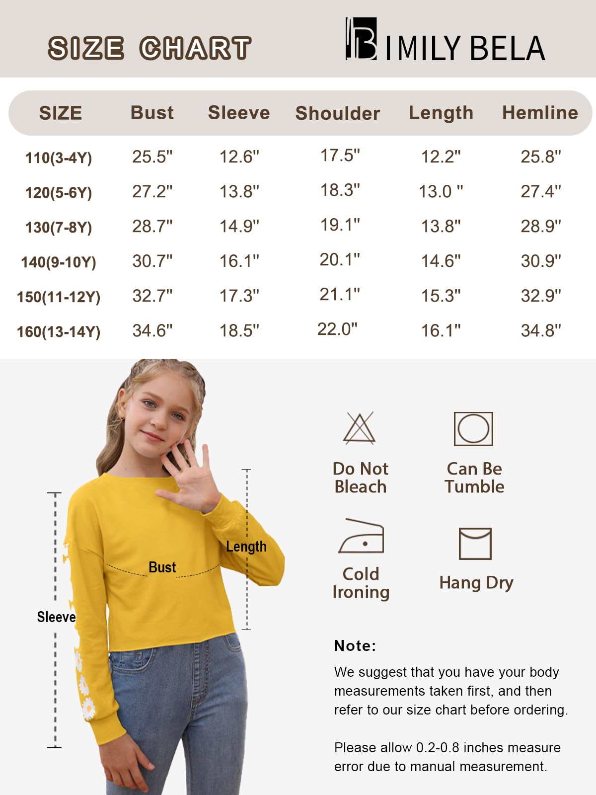 Imily Bela Sweat-Shirt à Manches Longues pour Fille Motif Marguerite