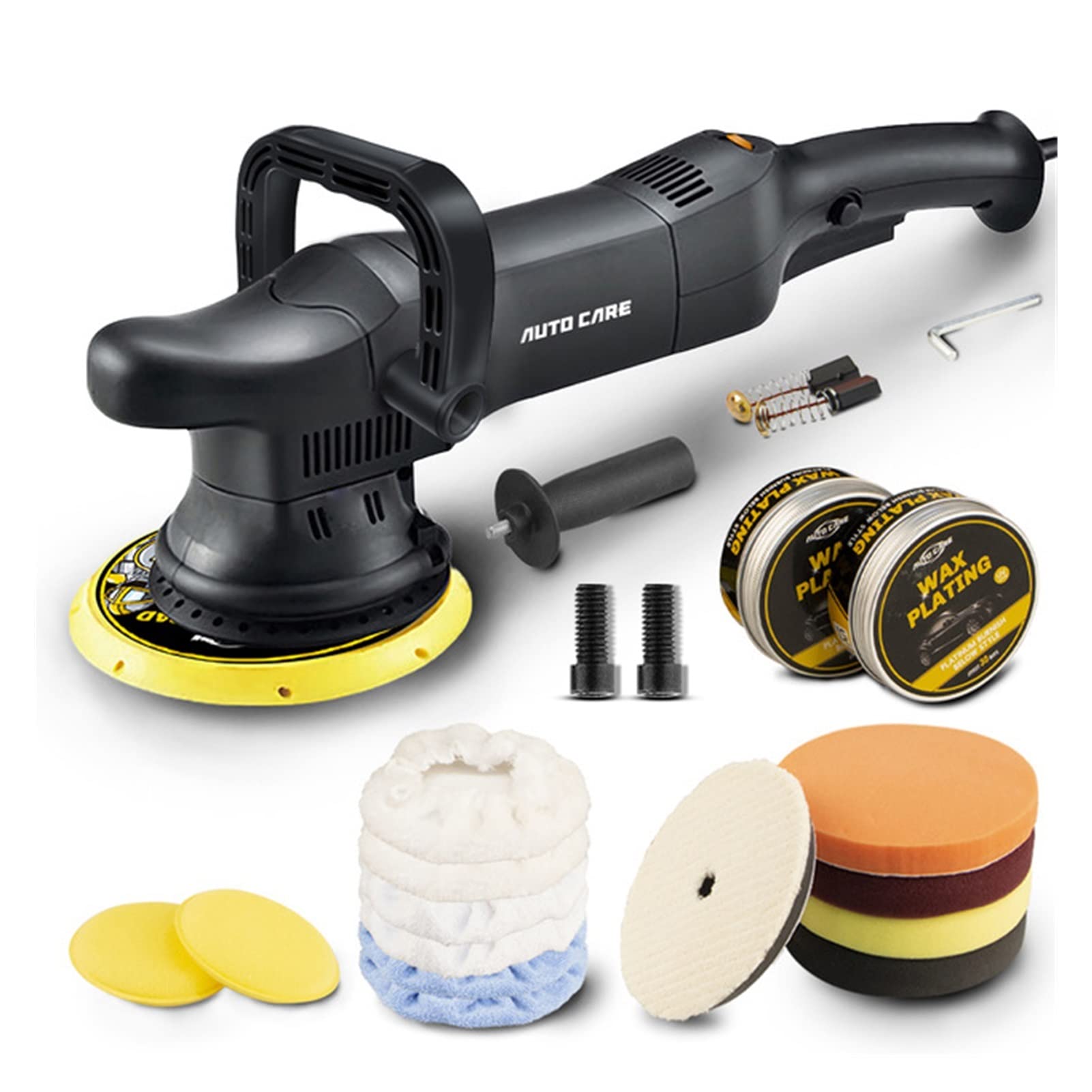 LNHHG 700W Car Polishing Machine DA 6inch 21mm Orbit Dual Action Auto Polisher Variable Speed Sander Buffing Waxing(With crystal wax)