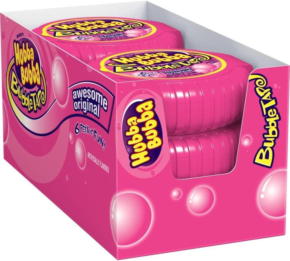 Bubble Gum Tape - Original Chewing Gum Bulk Pack, 2 oz, Pack of 6 Candy Bulk