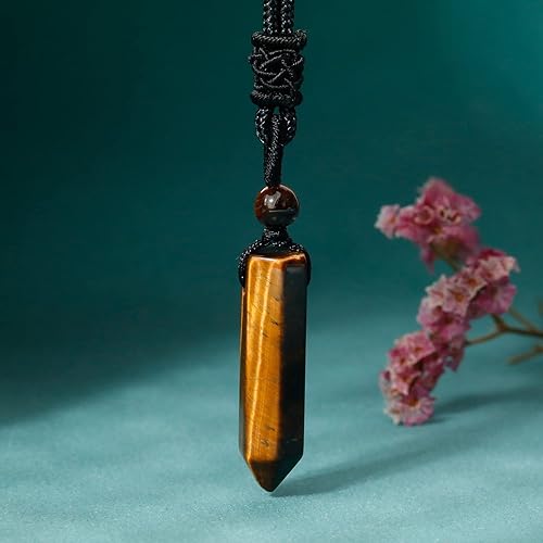 Miniatura 4 de Collar de piedra de cristal curativo para hombre, colgantes puntiagudos hexagonales, collares de cristales hechos a mano, joyería espiritual de