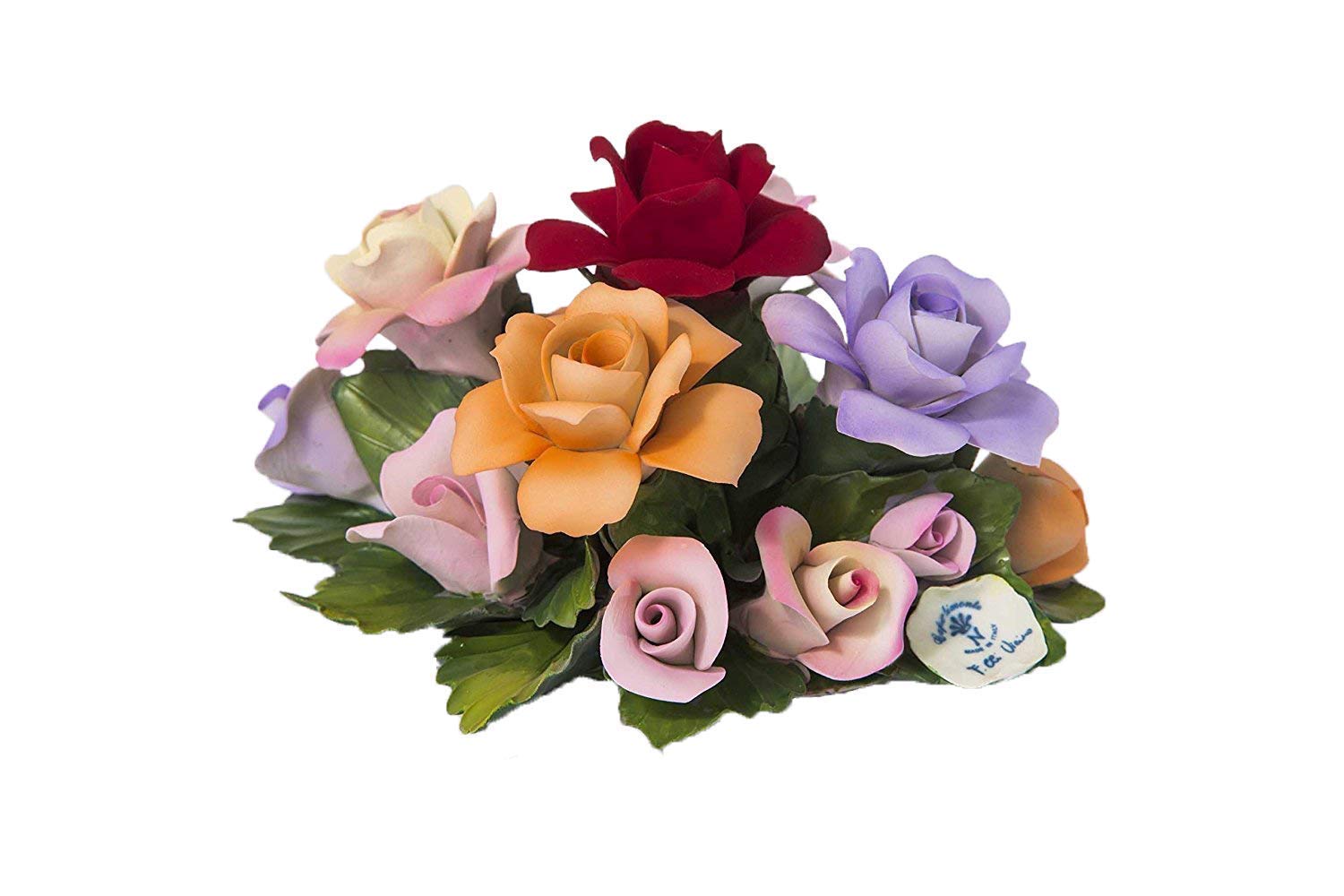 Porcelain Centerpiece Handmade and Handpainted Roses In Capodimonte Style, Made In Italy By Unionporcelain