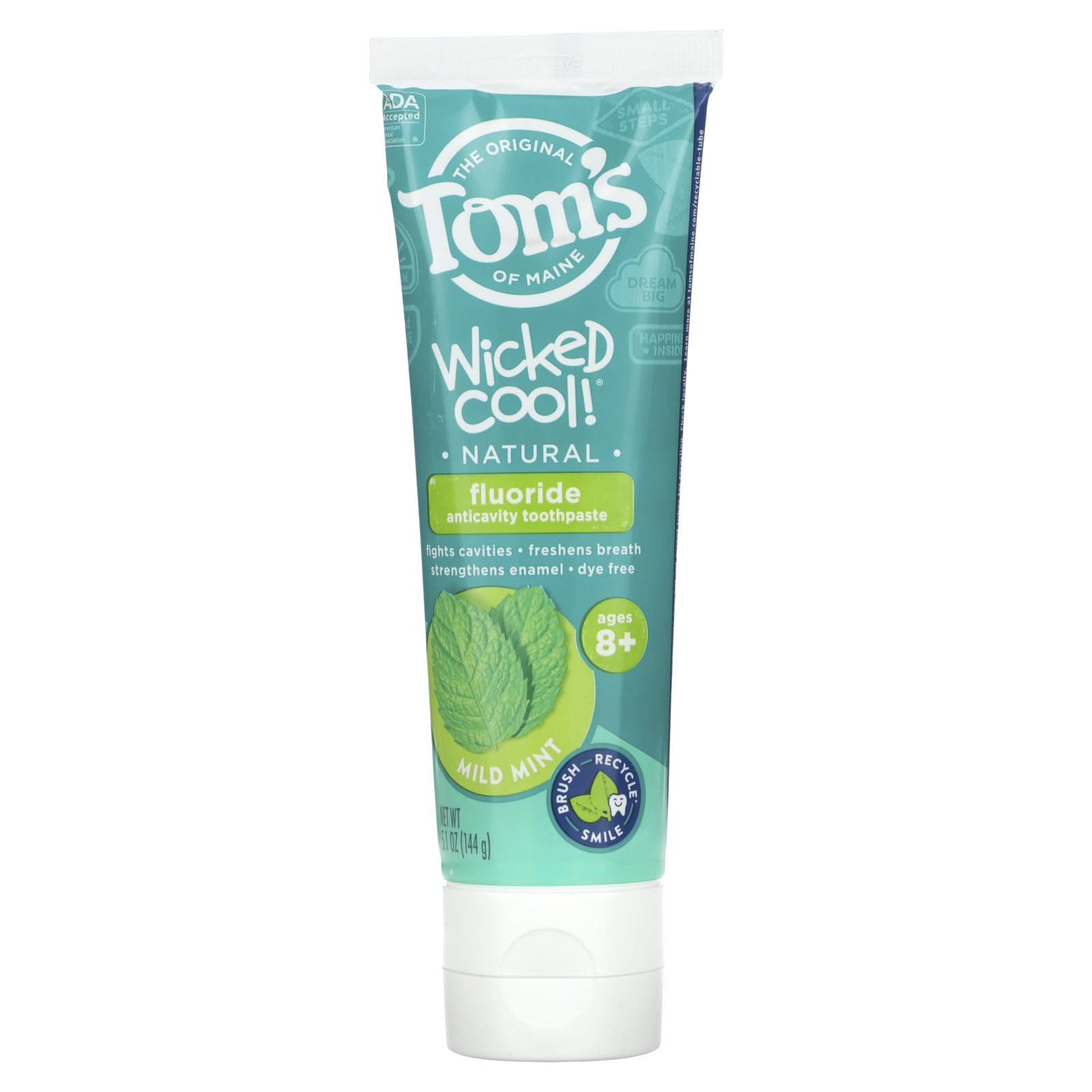 Tom's of Maine Natural Wicked Cool! Fluoride Toothpaste for Kids, Mild Mint, 5.1 oz.