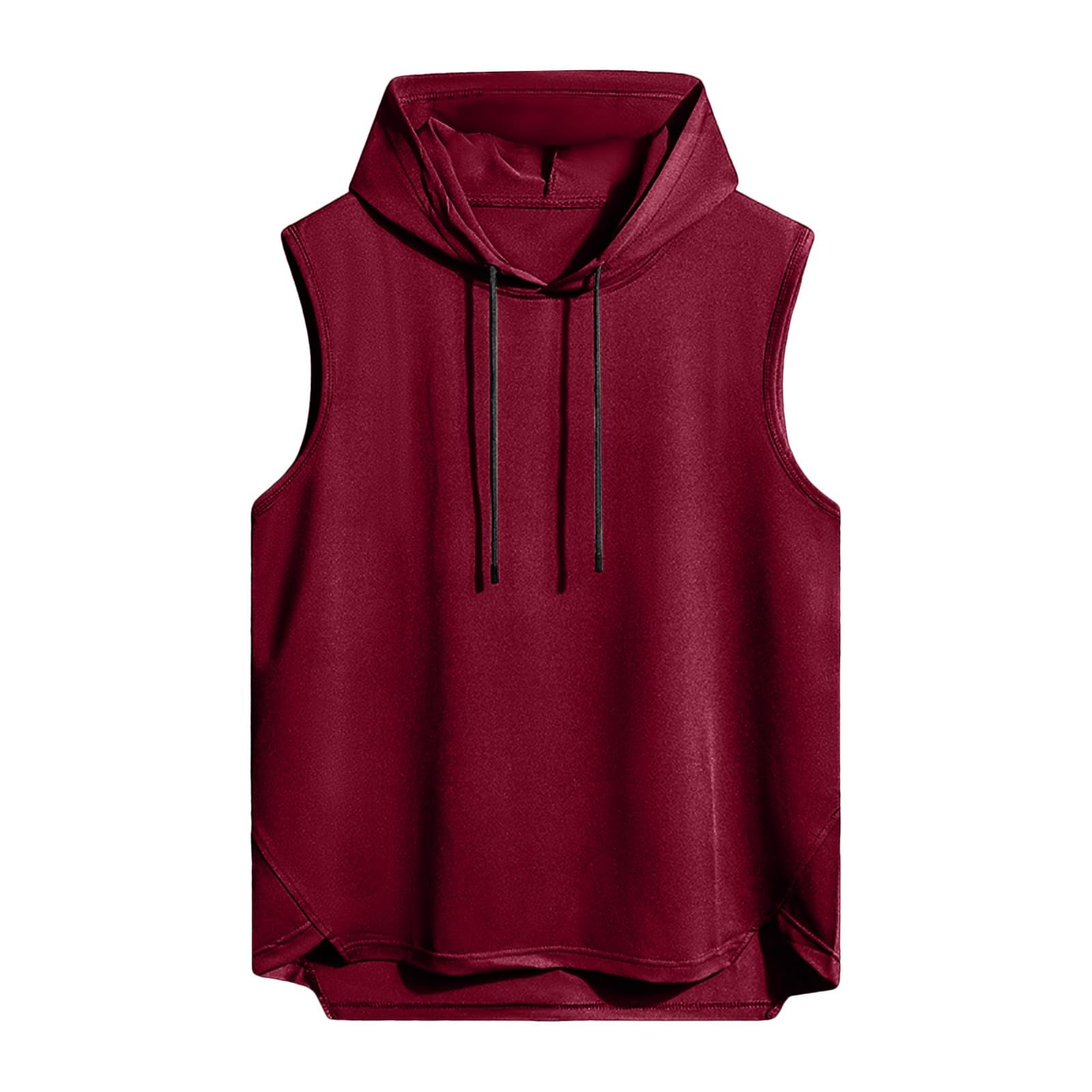 [Teevaseoan] タンクトップ メンズ ノースリーブ パーカー フード付き 無地 袖なし ベスト カジュアル ゆったりｔシャツ夏 トップス 大きいサイズ オシャレ カットソー おしゃれ シンプル 夏服 通気 薄手 運動 チョッキ 普段着 通勤