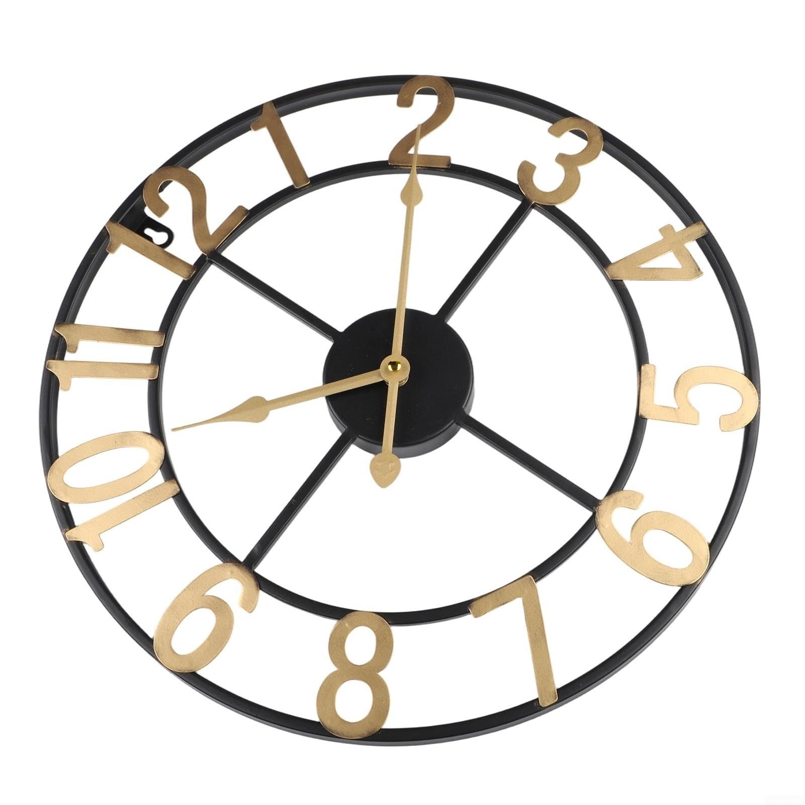 Horloge murale d'extérieur en métal pour terrasse et piscine, style vintage, aiguilles transparentes, mécanisme silencieux (H) 34 cm