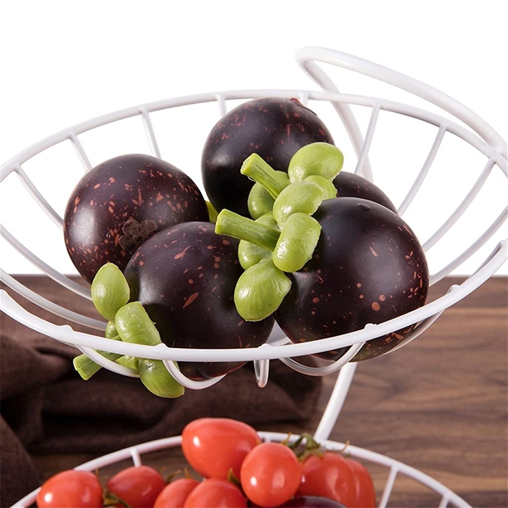 Frutero Cesta de Frutas Cuenco creativo de frutas de 2 niveles, bastidor de la cesta de frutas metálicas de encimera, soporte de exhibición para pan de verduras de fruta para Encimera ( Color : Gold )