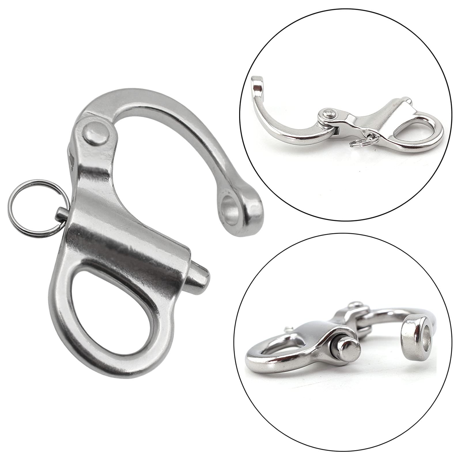 Manille Rapide en Acier et Inoxydable Manille pivotante pour escalade et bateau, acier inoxydable, 2 pièces