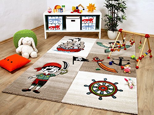 Savona Kids - Alfombra infantil - pirata - beige en 5 tamaños