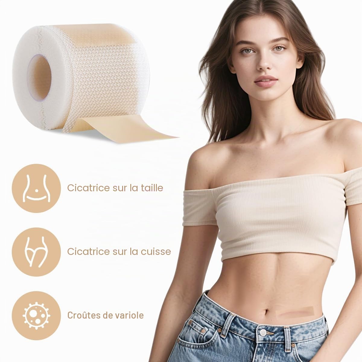 Pansements silicone cicatrice 2 pièces – Pansement cicatrisant pour cicatrices anciennes et récentes – Silicone scar sheets anti-UV, cache cicatrice soleil