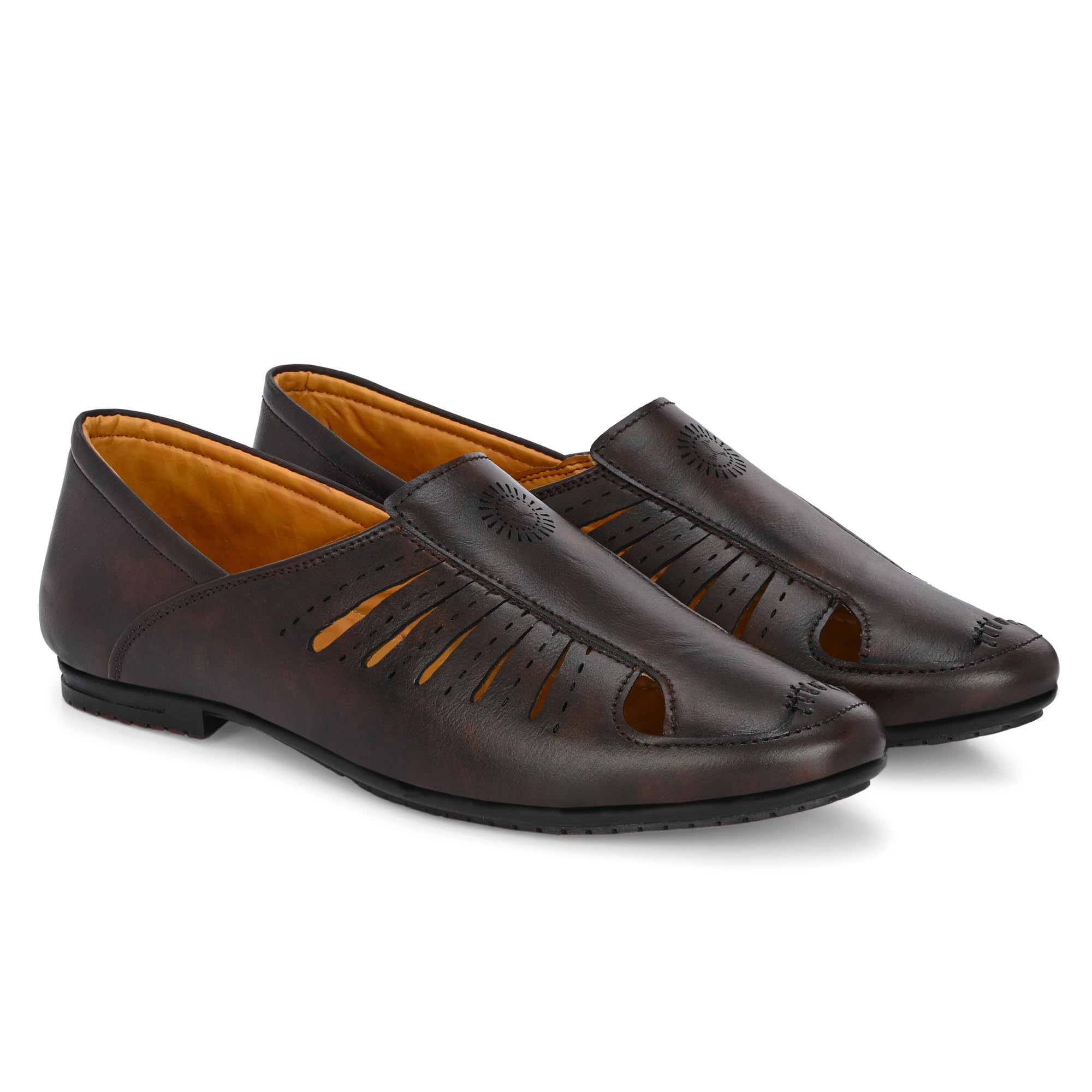 Vellinto ® Mens Casual Ethnic Party Loafer/Jutti/Mojaris Shoes For Broad Feets [Brown] (B08CCGZZGP) Amazon Price History, Amazon Price Tracker