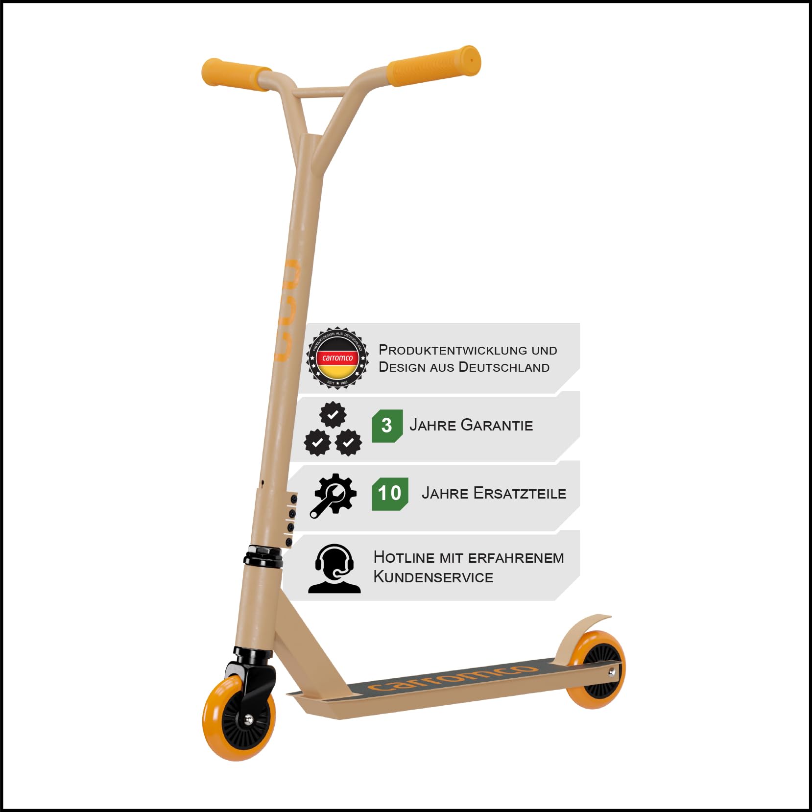 Carromco Highfly hulajnoga kaskaderska dla dzieci, hulajnoga dla dzieci, składana, łożyska ABEC-9, koła 100 mm, 4-krotna blokada kierownicy, maks. 100 kg | Hulajnoga dziecięca, składana, łożyska ABEC-9, koła 100 mm, 4-krotne zabezpieczenie kierownicy, mak