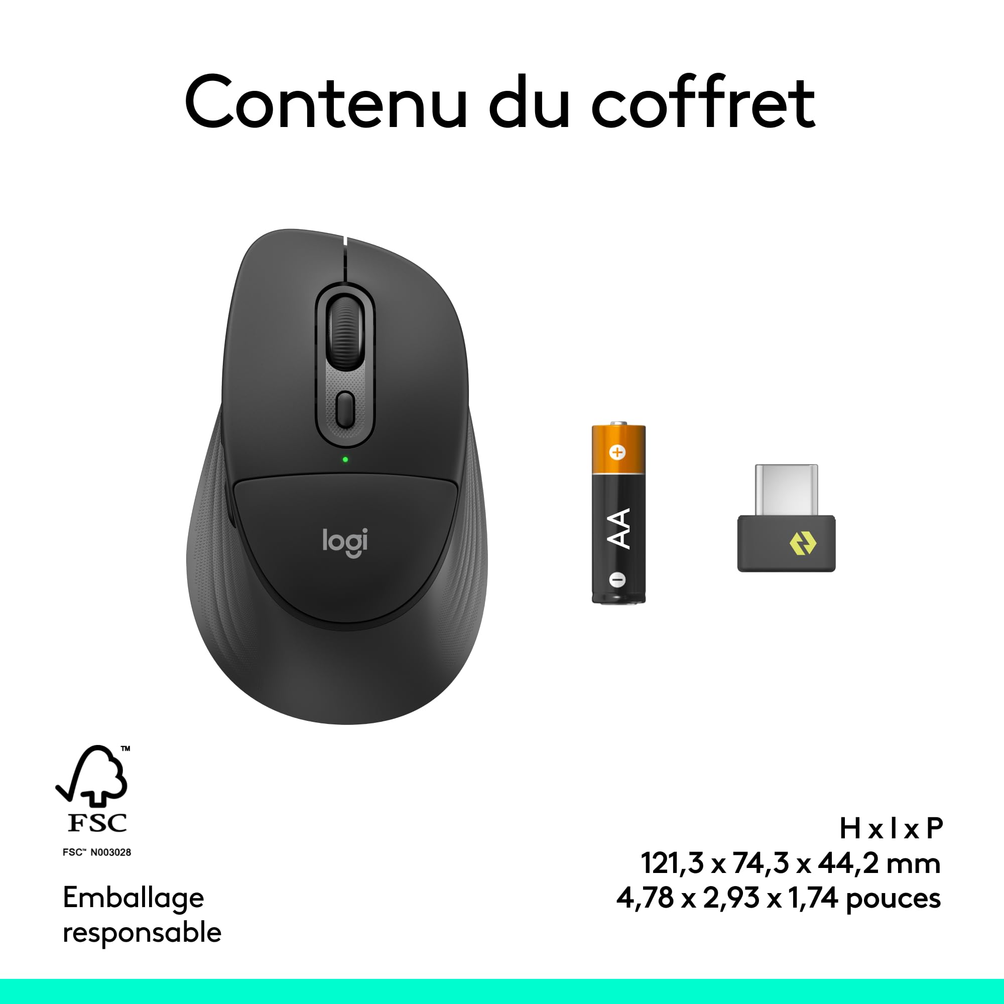Logitech Signature Comfort Plus M850 L for Business, Souris sans Fil, Design profilé avec Repose-Poignets, clics Silencieux, récepteur sécurisé/Bluetooth, Windows/Mac/ChromeOS/Linux/iPadOS - Graphite