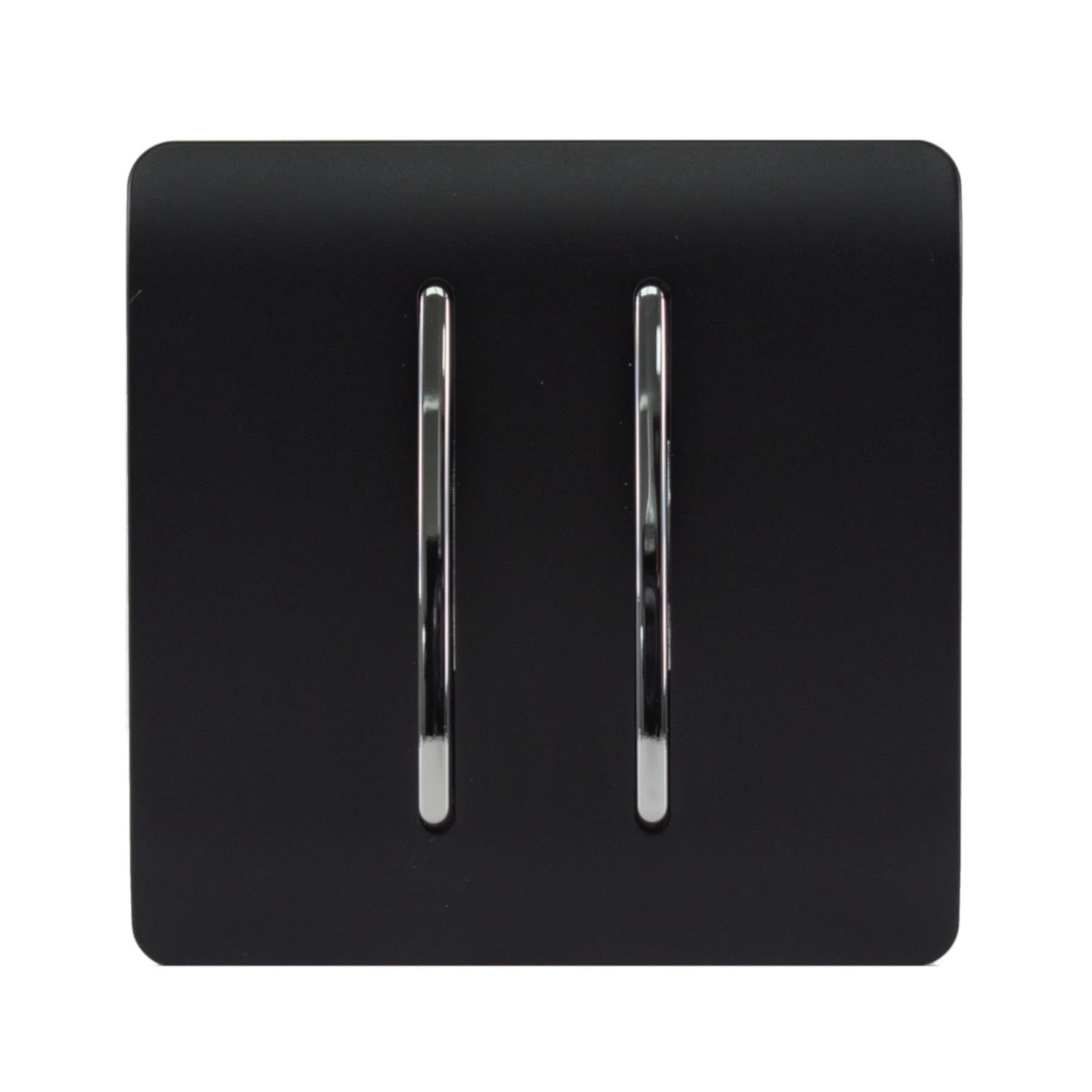 Trendi 2 Gang 1 Way 10 Amp Rocker Light Switch Matt Black