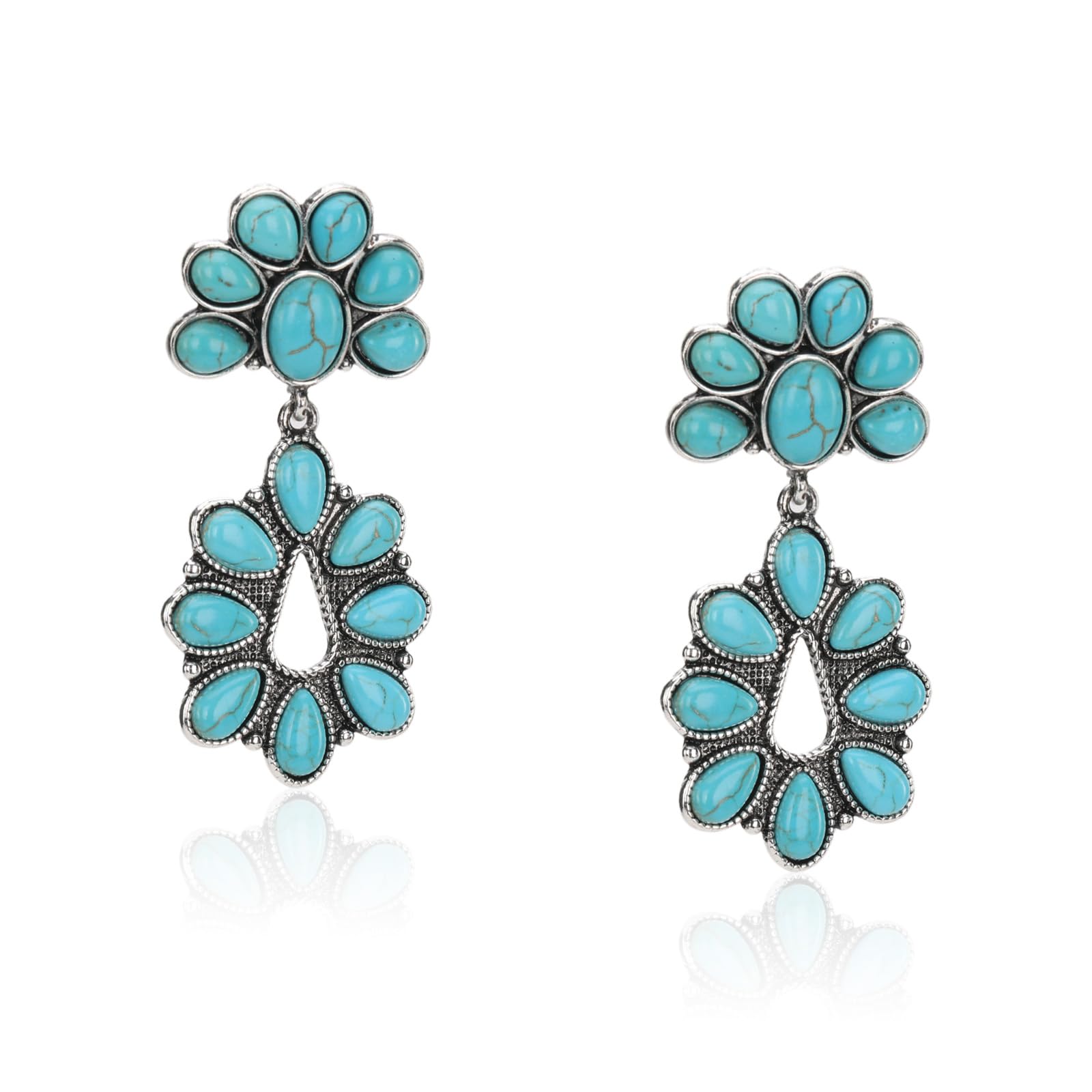 Rustic Couture's Western Turquoise Earrings for Women Statement Western Country Jewelry