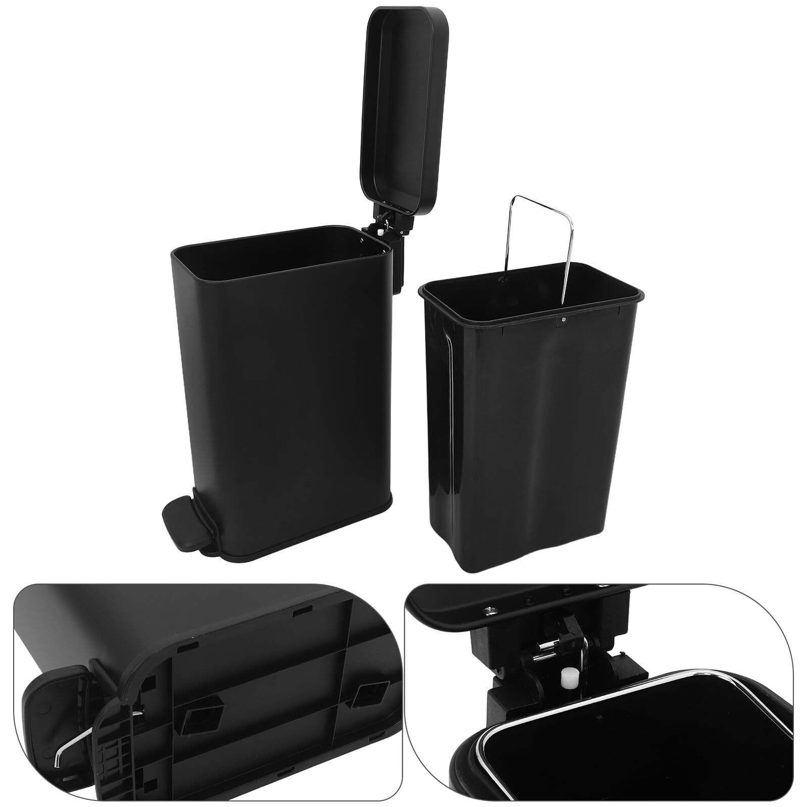 Mipcase Papelera de Baño Delgada con Pedal y Tapa Cierre Suave Cubo de Basura de Acero Inoxidable Mate Cubo Compacto para Dormitorio Cocina u Oficina