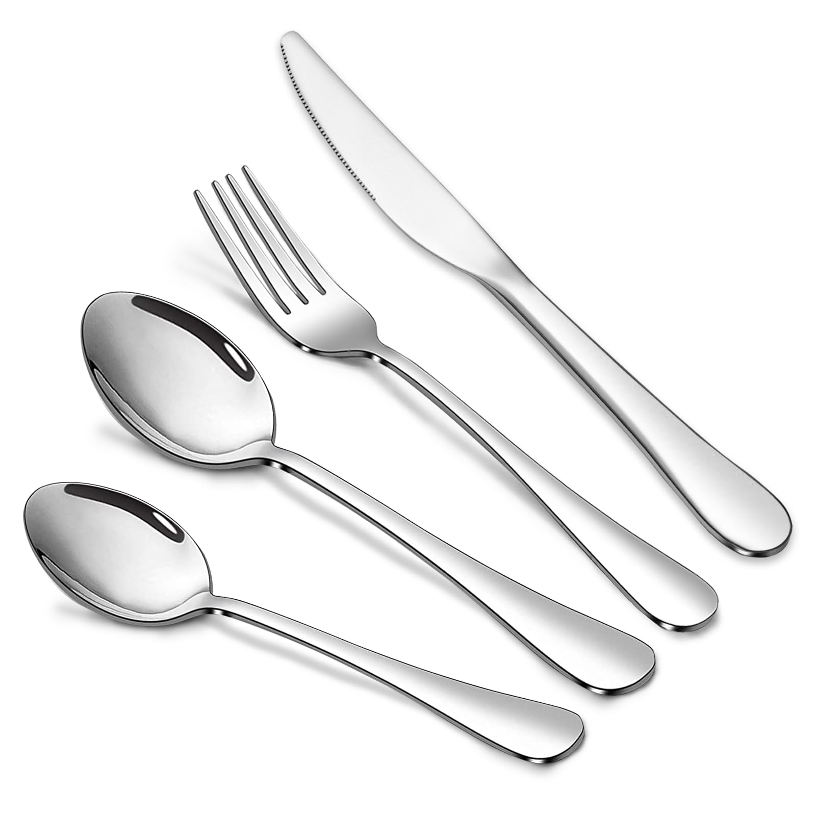 Silverware Set,SANTUO Stainless Steel Dinner Knives Dinner Spoon Dinner Forks And Teaspoon Set for Home, Kitchen and Restaurant, Mirror Polished& Dishwasher Safe (20pcs-Silverware set)