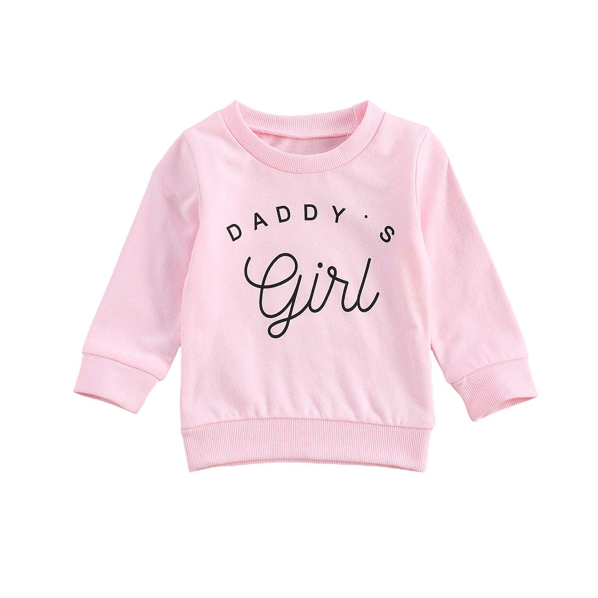 FYBITBO Toddler Infant Baby Girl Sweatshirt Long Sleeve Leopard Pullover Shirt Blouse Fashion Sweater Fall Clothes Outfit (daddys girl pink, 12-18 Months)