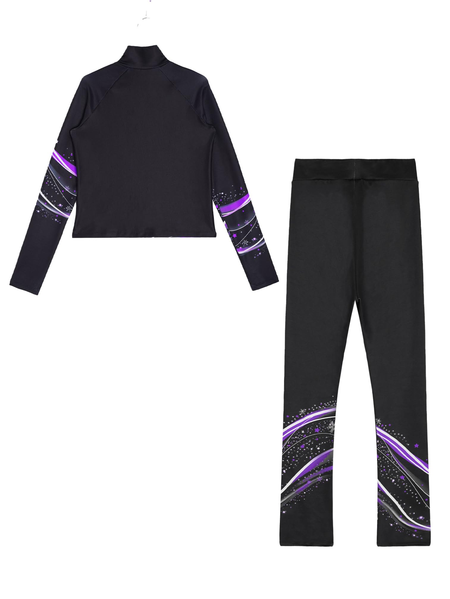 Agoky Traje De Entrenamiento para Niñas Sudadera con Cremallera Y Mallas De Patinaje sobre Hielo Traje De Fitness Gym Correr Morado 7-8 años