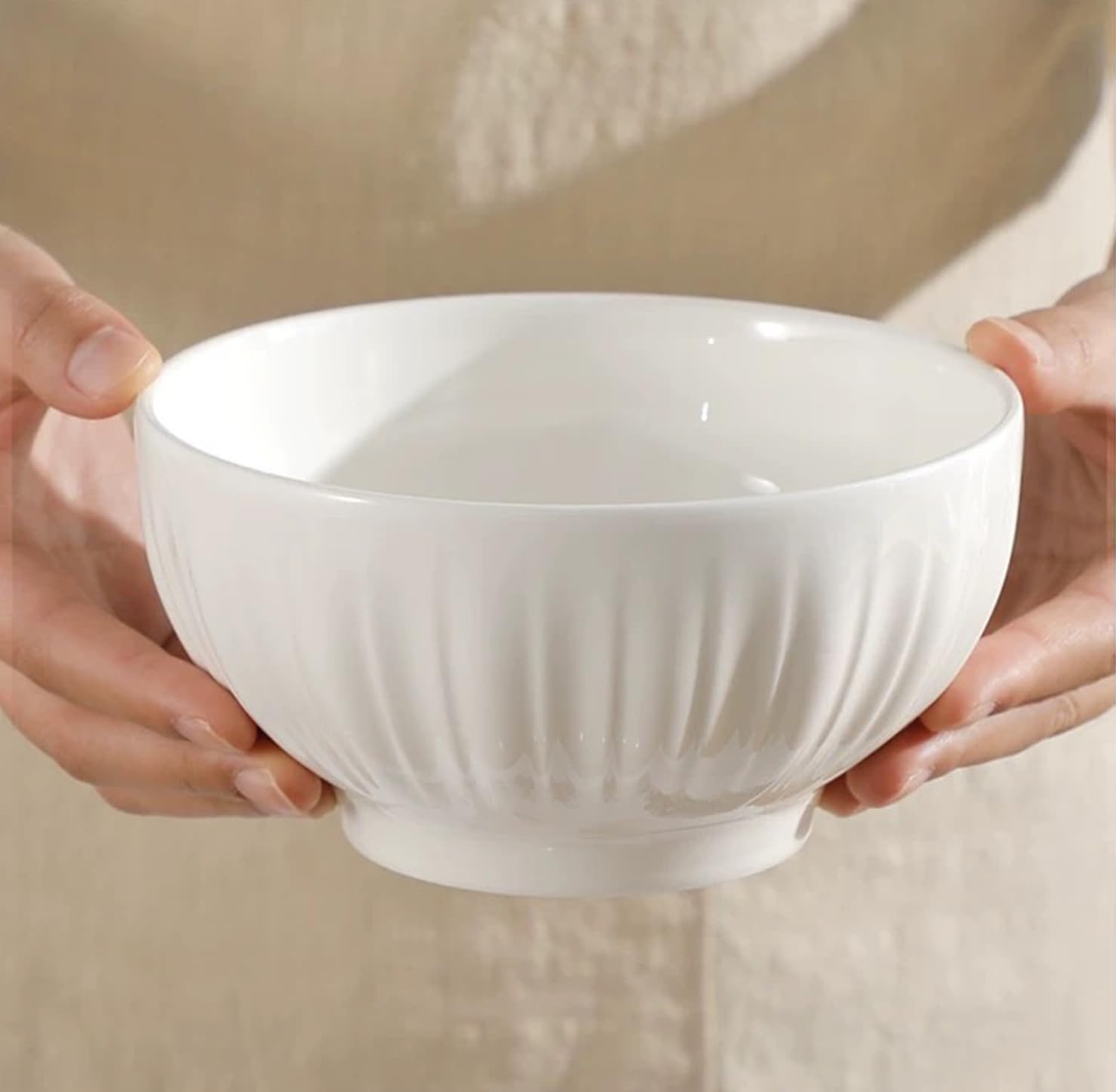 Set di 4 ciotole per cereali in ceramica, per dessert, colazione, ciotole in ceramica bianca, 700 ml, ideali per gelati, zuppe, pasta, insalata, tagliatelle, 15 x 8 cm (B)