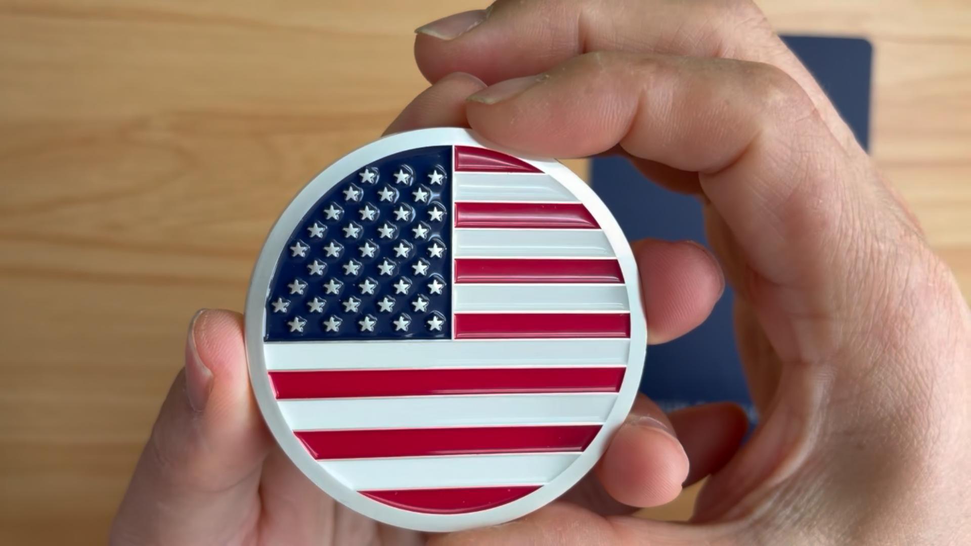 Imán Metálico Redondo con Bandera Americana 3D miniatura 7