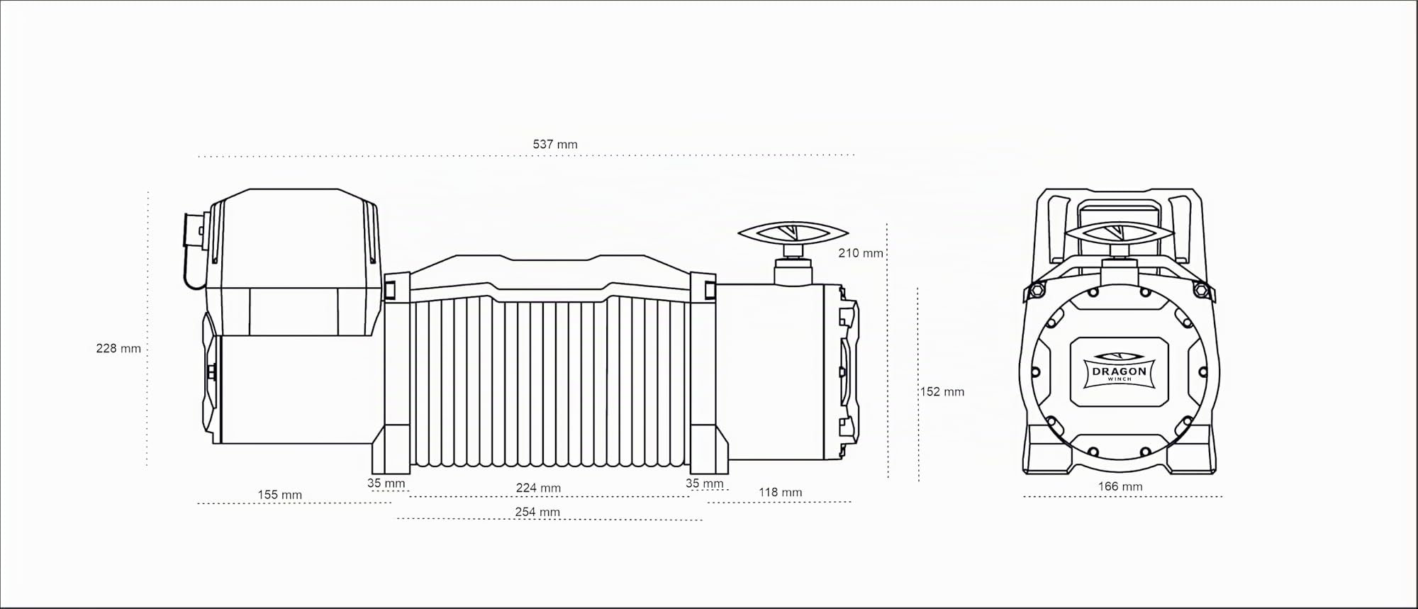 Dragon Winch Treuil électrique 24V Maverick 13000 lbs / 5897 kg, avec câble synthétique 20m pour dépanneuses et véhicules municipaux | Télécommande sans fil + accessoires treuil | Étanchéité IP67