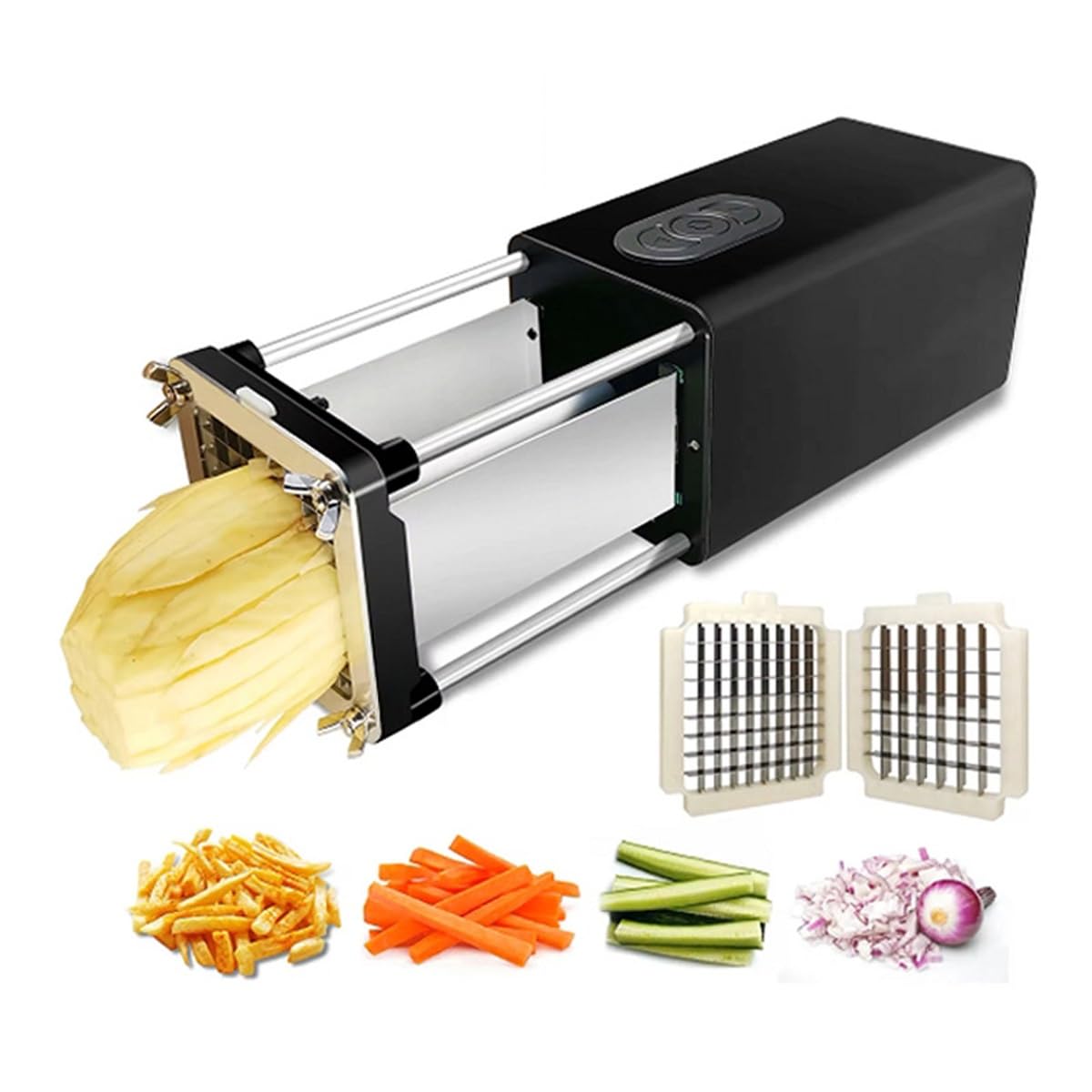 asdchZen Electric French Fry Cutter Machine With Adjustable Blades For Commercial And Home Kitchen Use,Silver,Black