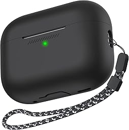 AhaStyle AirPods Pro 2 Case Silicone Protective Case AirPods Pro 2nd Generation [with Rope] Anti-Scratch Shockproof Cover for Apple AirPods Pro 2 2024/2023/2022 Charging Case (Black)