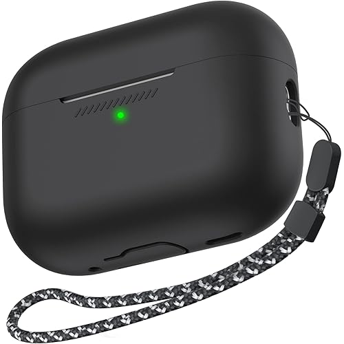 AHASTYLE AirPods Pro 2 Case Silicone Protective Cover [Front LED Visible] Compatible with AirPods Pro 2nd Generation (Black)
