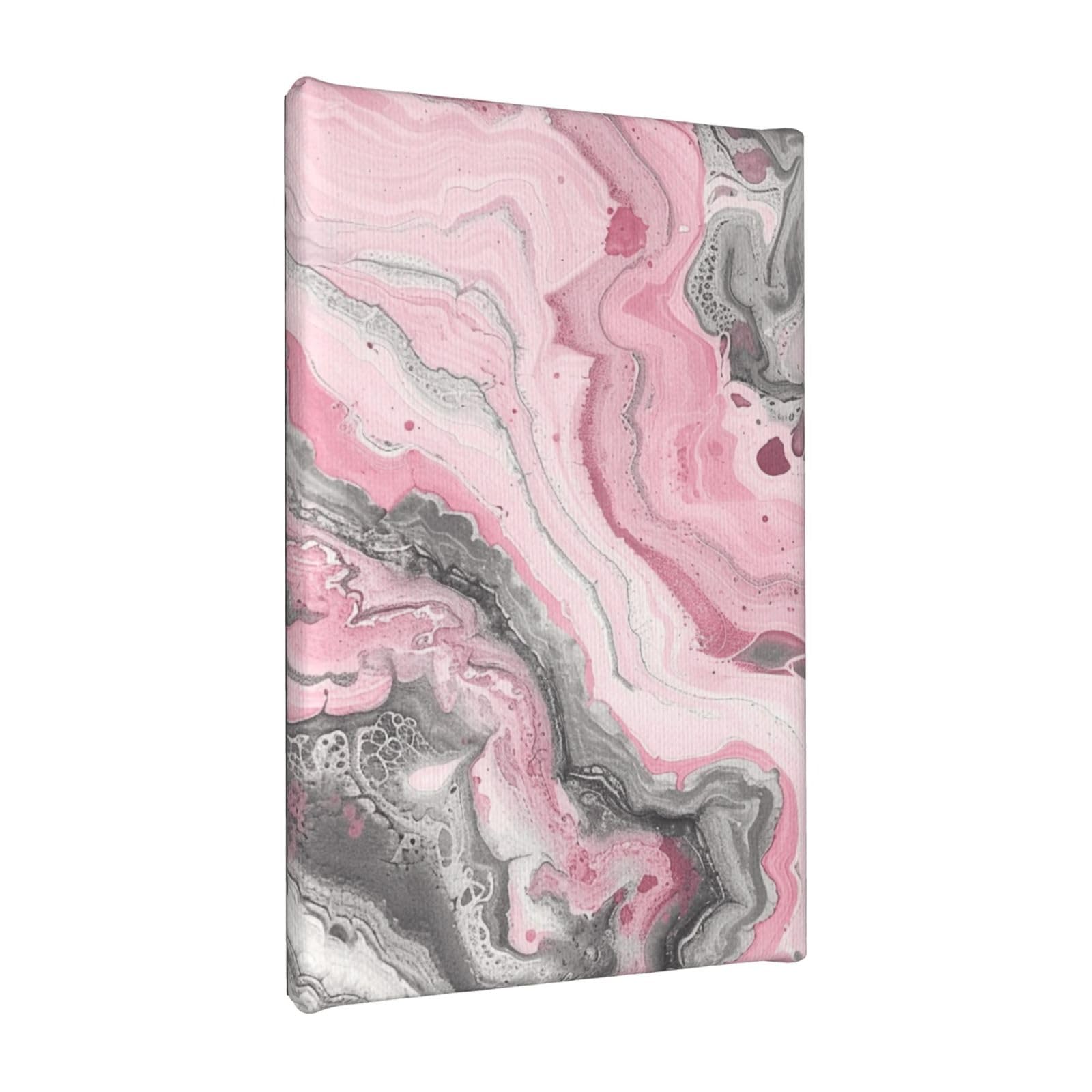 Ykljg Pink Abstract Ink Marble Gray Artistic Printed Wall Art Canvas Painting 20X30 Cm Wooden Framed Picture Painting Artwork Prints For Bedroom Kitchen Home Office Decor