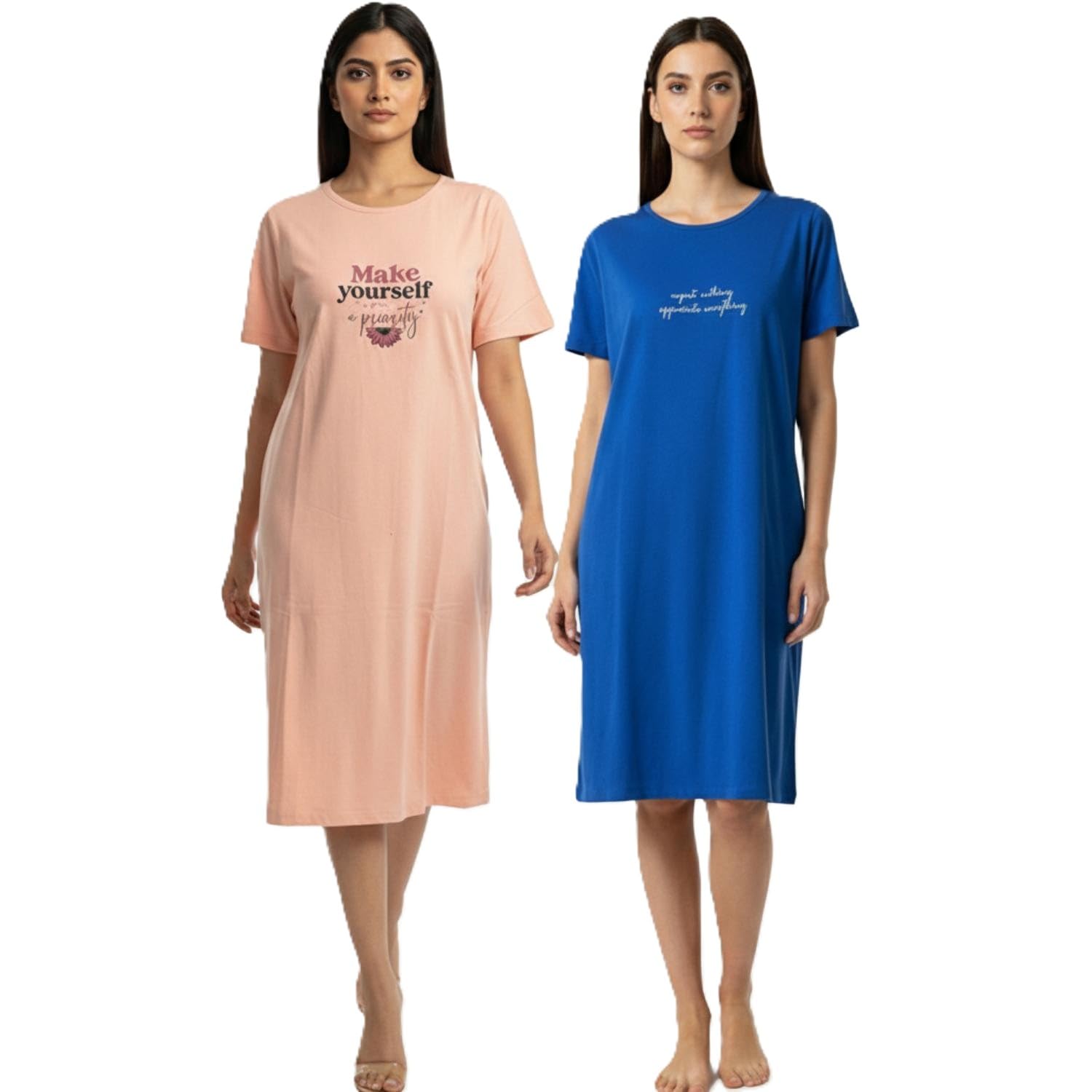 Women's Maternity T-Shirt Dress | Soft Cotton Blend | 4-Way Stretch Fabric | Half Sleeve | Regular Fit-image-35